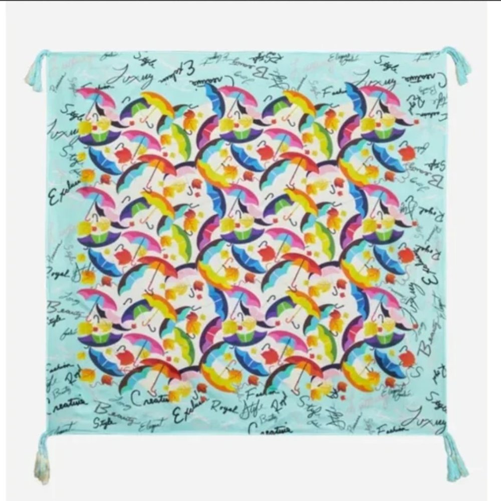 Johnny Was Unbrella Scarf 100% Silk 44x44